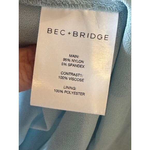 Bec+Bridge Dress Women 10 Dolphin Blue  Elzette Strapless Asymmetric Midi NWT‎ - Picture 13 of 14